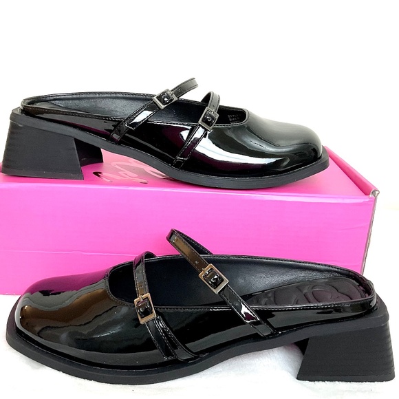 OLIVIA MILLER AQUARIUS BLACK LOW HEEL SQUARE TOE MARY JANE SLIP ON SZ 11 - Picture 2 of 12